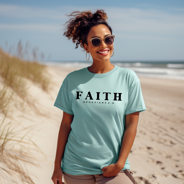 Garment-Dyed Faith T-Shirt | Ephesians 2:8 Inspirational Tee