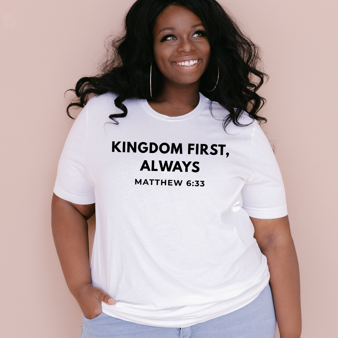 "Kingdom First, Always" Unisex Minimalist Tee - Matthew 6:33