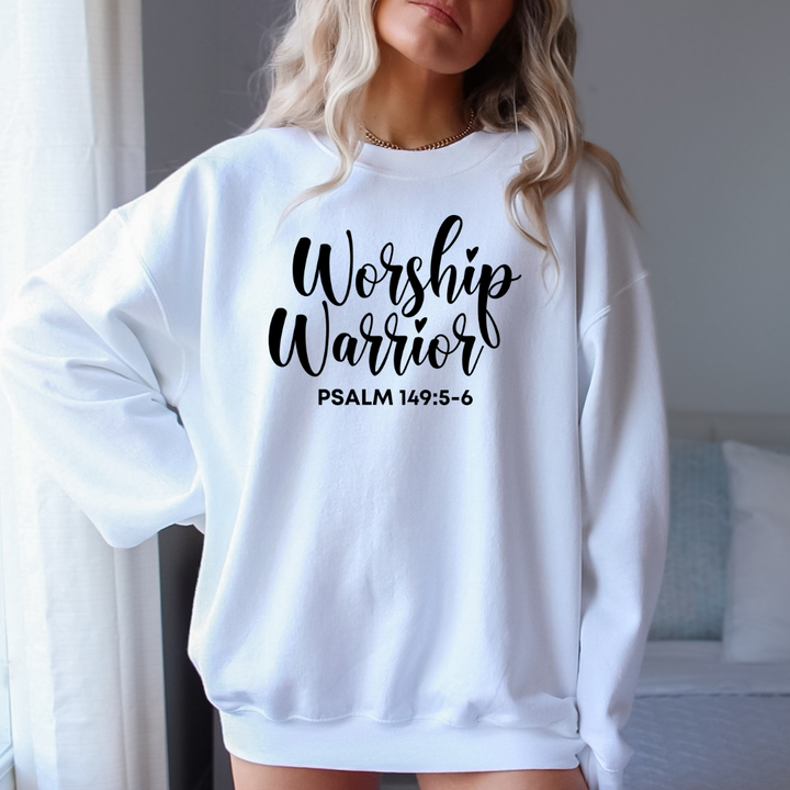 Worship Warrior Crewneck Sweatshirt | Psalm 149:5-6 | Unisex Heavy Blend