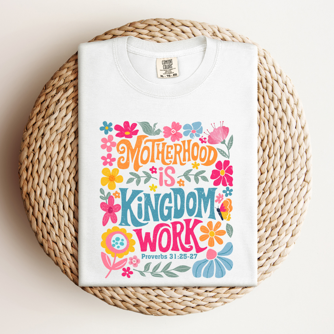 Motherhood is Kingdom Work T-shirt - Unisex Garment-Dyed Tee for Moms