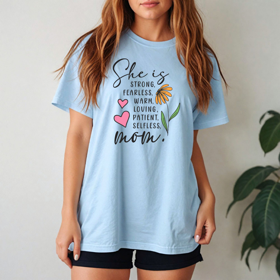 She is Strong, Fearless, Loving, Patient Selfless  Mom Gildan Unisex Softstyle 64000 T-Shirt