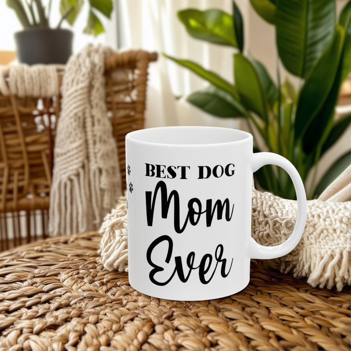 Dog Lover Ceramic Mug - Best Friend & Paw Prints Design (11oz, 15oz)