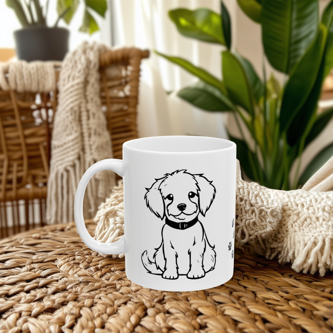 Dog Lover Ceramic Mug - Best Friend & Paw Prints Design (11oz, 15oz)