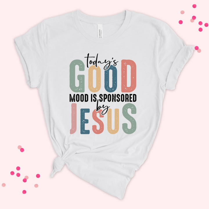 Women Premium "Today's Good Mood is Sponsored by Jesus" T-Shirt – Spread Positivity and Faith
