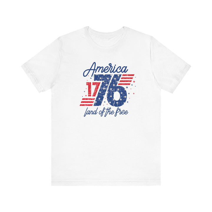 America 176 Unisex Jersey Tee - Land of the Free T-Shirt, 4th of July, Patriotic Shirt, Gift for Veterans, Independence Day