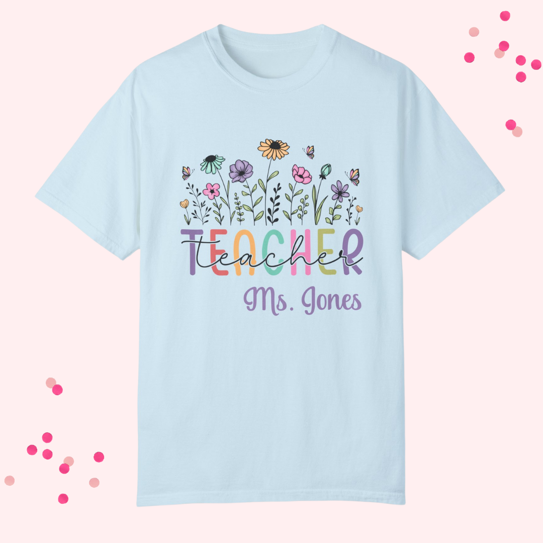 Floral Teacher T-Shirt - Personalized Gift for Educators