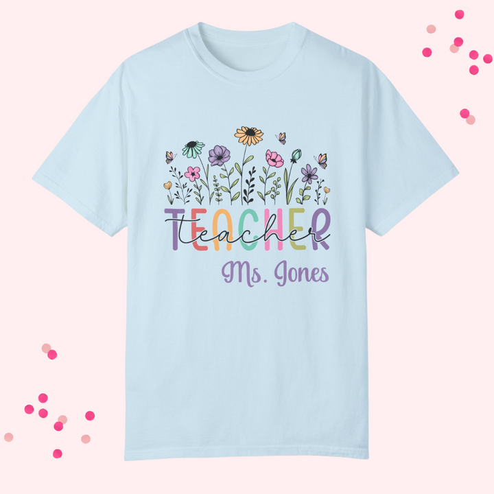 Floral Teacher T-Shirt - Personalized Gift for Educators